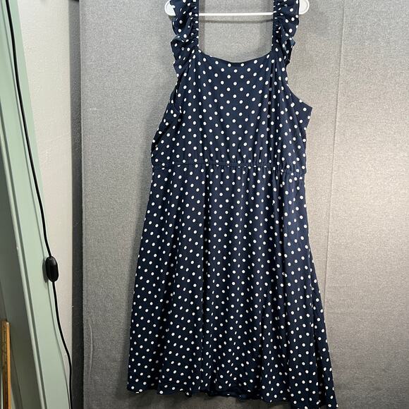 Girl With Curves Regular Chiffon Ruffle Midi Dress Navy Dot Size 2X - Picture 15 of 15